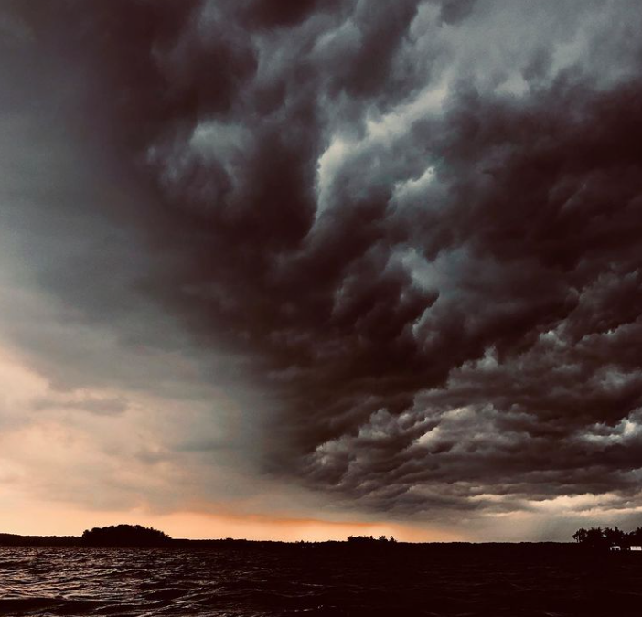 stormy clouds over a lake