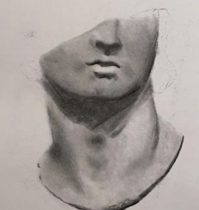 hand drawing of a man't face without eyes